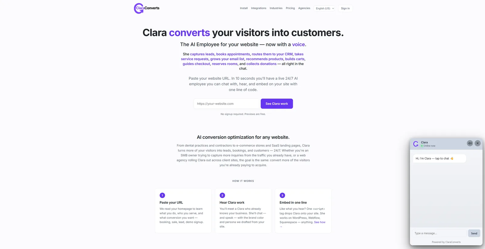 ClaraConverts homepage